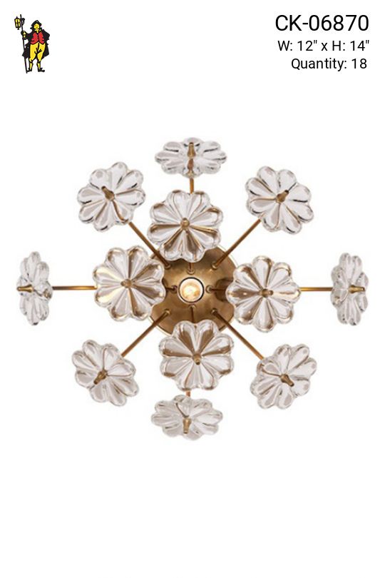 Floral Brass & Glass Wall Sconce