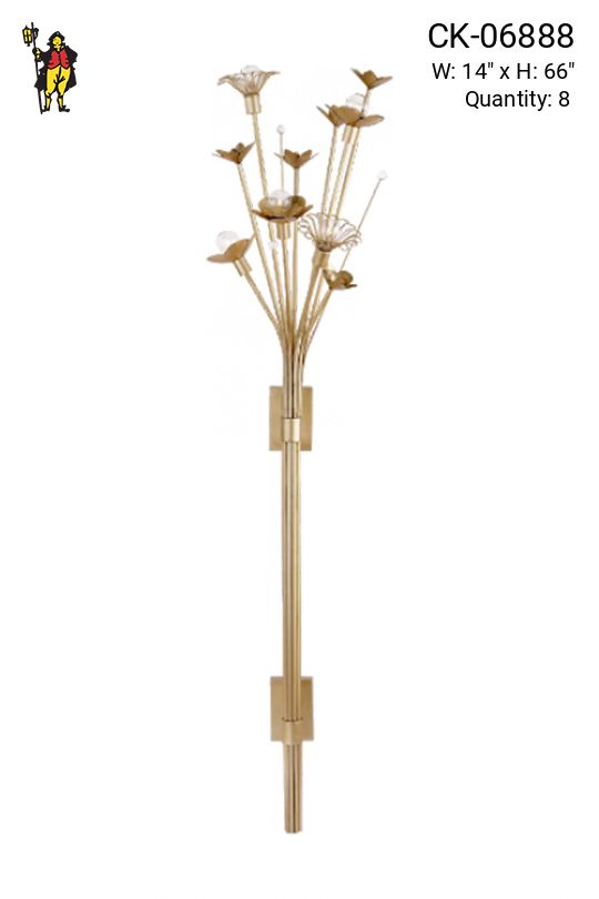 Tall Brass Floral Wall Sconce