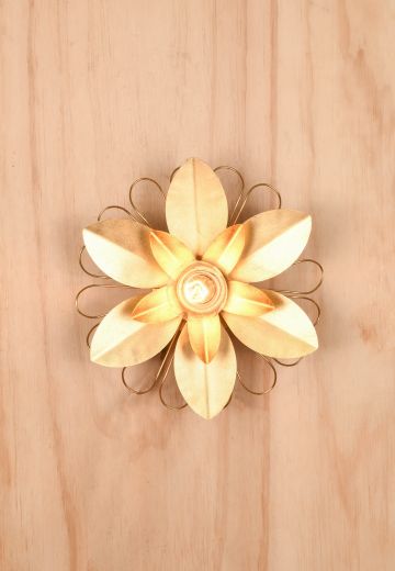 Floral One Light Brass Wall Scone