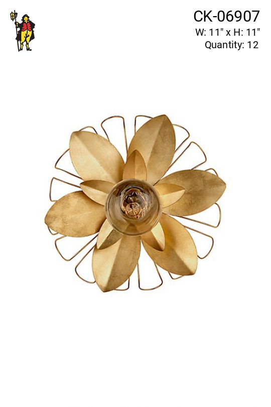Floral One Light Brass Wall Scone