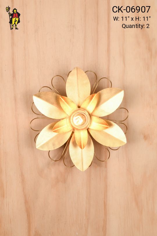 Floral One Light Brass Wall Scone