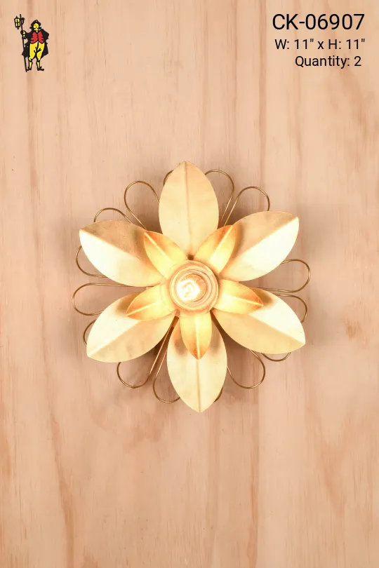 Floral One Light Brass Wall Scone