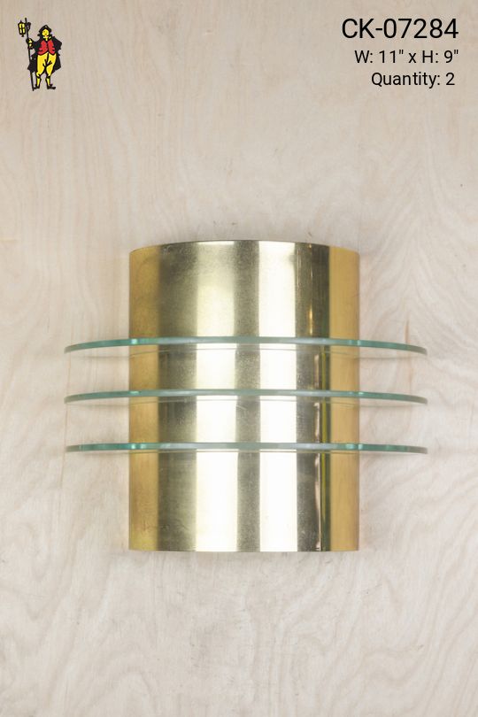 Polished Brass & Glass Post Modern Wall Sconce