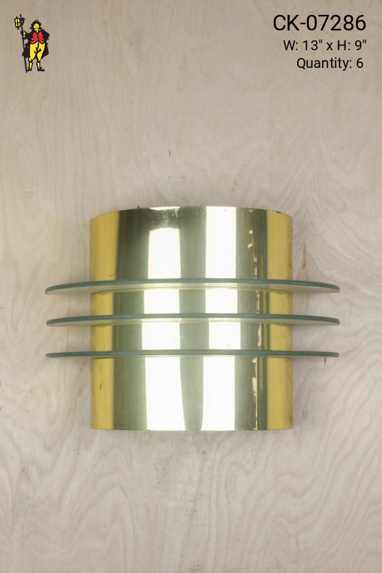 Polished Brass & Glass Post Modern Wall Sconce