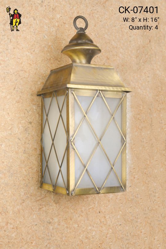 Brass & Glass Lantern Wall Sconce