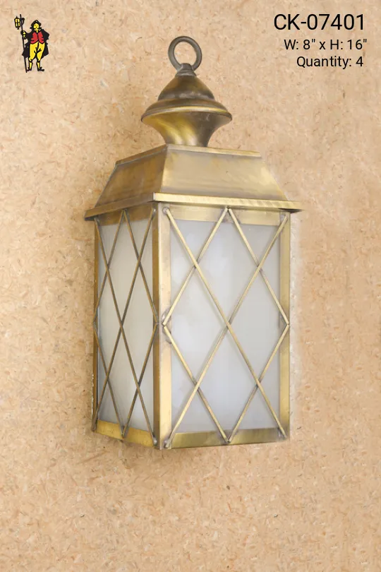Brass & Glass Lantern Wall Sconce