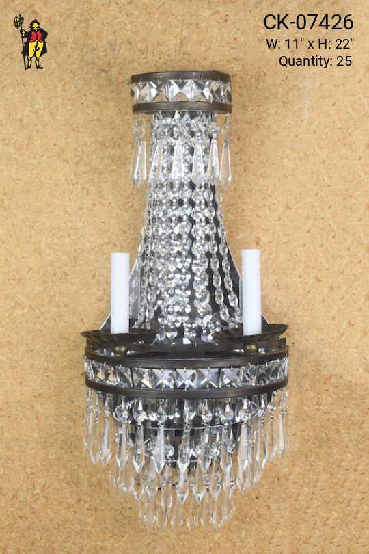 Crystal Two Candle Basket Wall Sconce