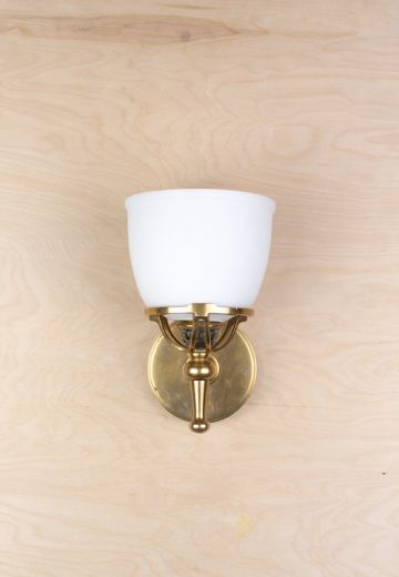 Brass Wall Sconce w/Frosted Glass Shade