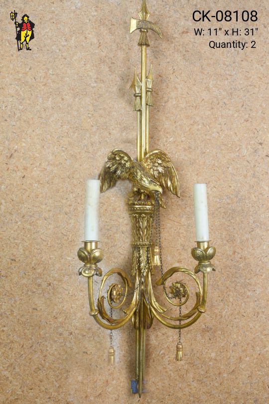 Wooden Eagle Wall Sconce