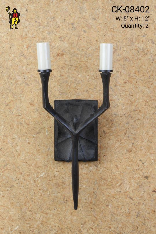 Gothic Two Candle 12" Wall Sconce
