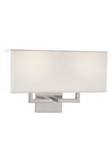 Contemporary Silver Wall Sconce w/White Fabric Shade