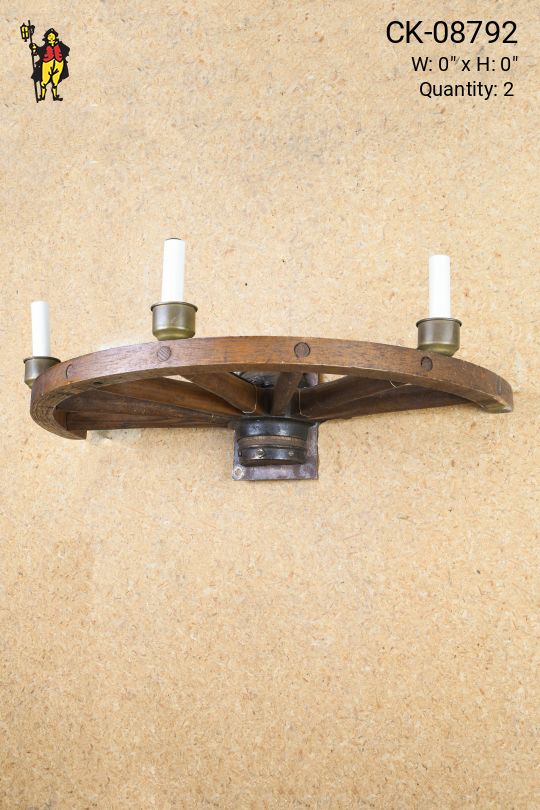 Wooden Wagon Wheel Wall Sconce