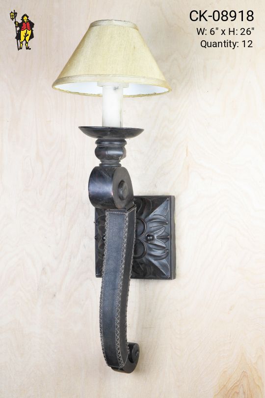Single Candle Leather Wall Sconce