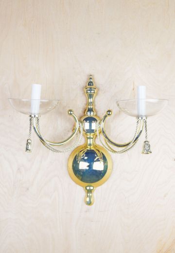 Polished Brass Two Candle Wall Sconce