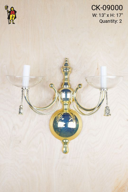 Polished Brass Two Candle Wall Sconce