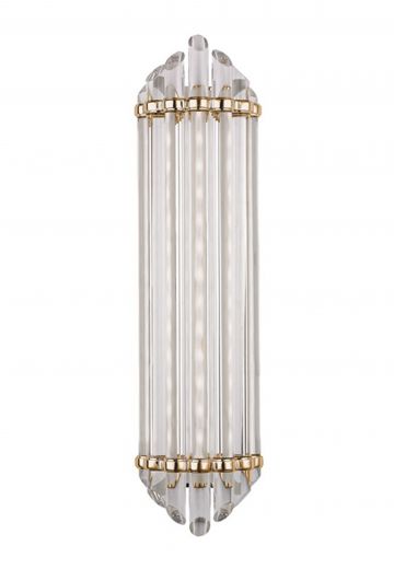 Aged Brass 24" Glass Rod Wall Sconce
