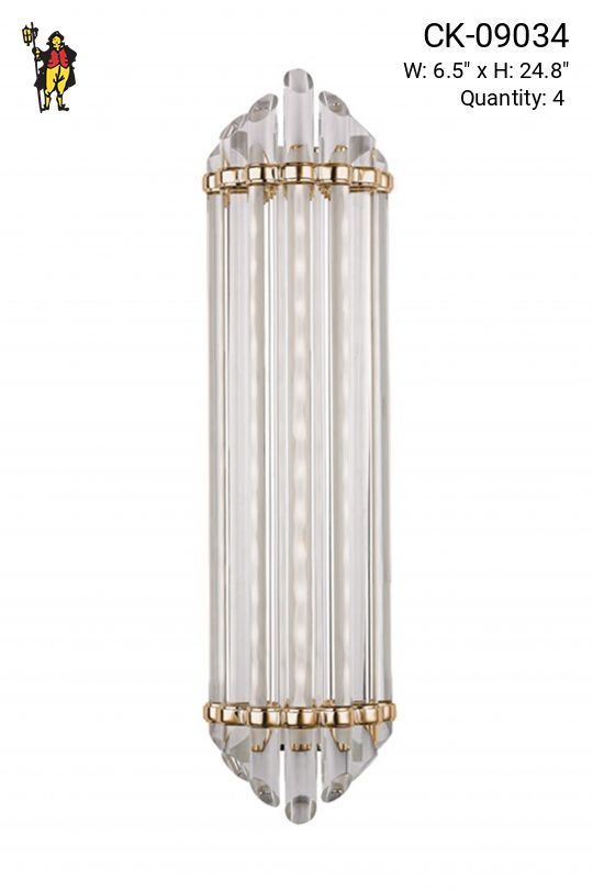 Aged Brass 24" Glass Rod Wall Sconce