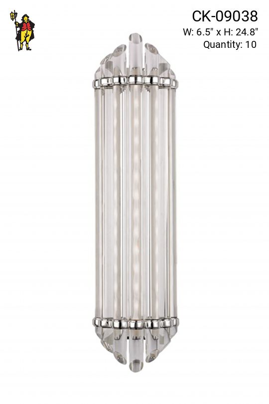 Polished Nickel 24" Glass Rod Wall Sconce