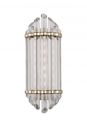 Aged Brass 16" Glass Rod Wall Sconce