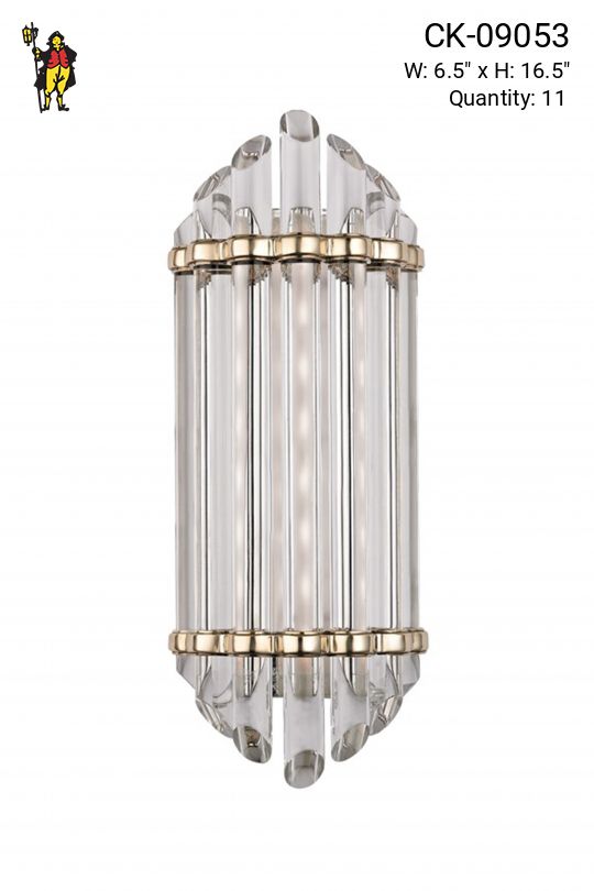 Aged Brass 16" Glass Rod Wall Sconce