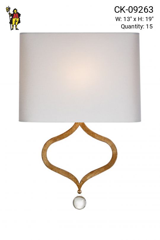 Brass Wall Sconce w/White Square Rounded Shades
