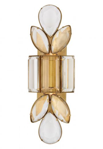 Crystal & Brass Floral Wall Sconce