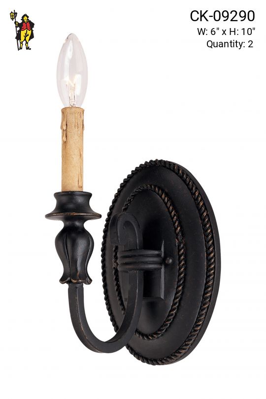 Single Candle Leather Finished Wall Sconce