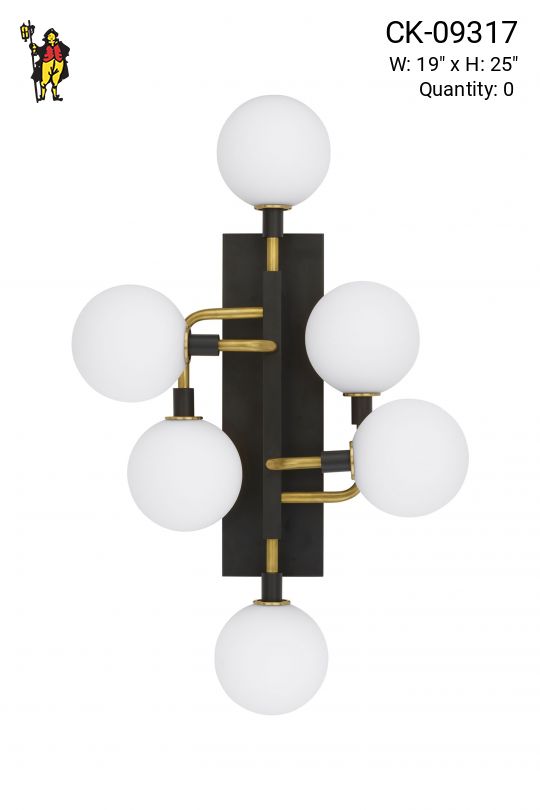 Black & Brass Six Light Wall Sconce