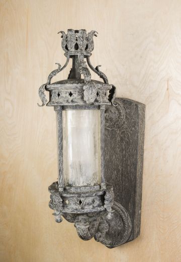 Art Deco Distressed Lantern Wall Sconce