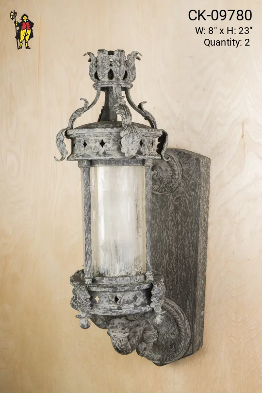 Art Deco Distressed Lantern Wall Sconce