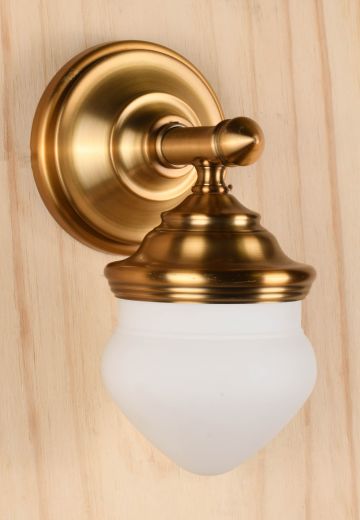 Brass Wall Light w/Acorn Glass Shade