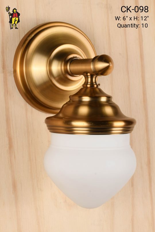 Brass Wall Light w/Acorn Glass Shade