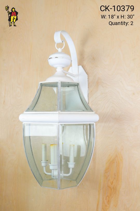 30" White Oversize Wall Lantern