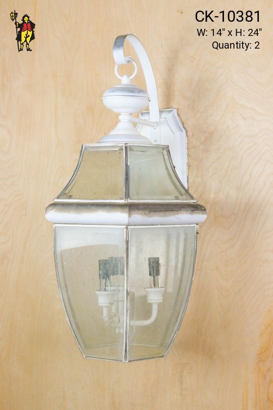 24" White Wall Lantern