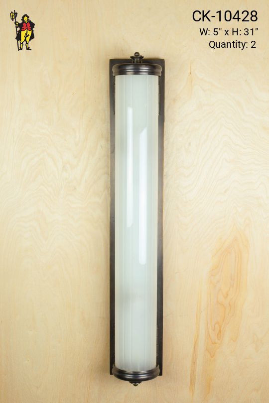 Rounded Frosted Glass 31" Bronze Wall Sconce