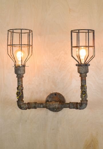 Industrial Two Ghost Light Wall Sconce