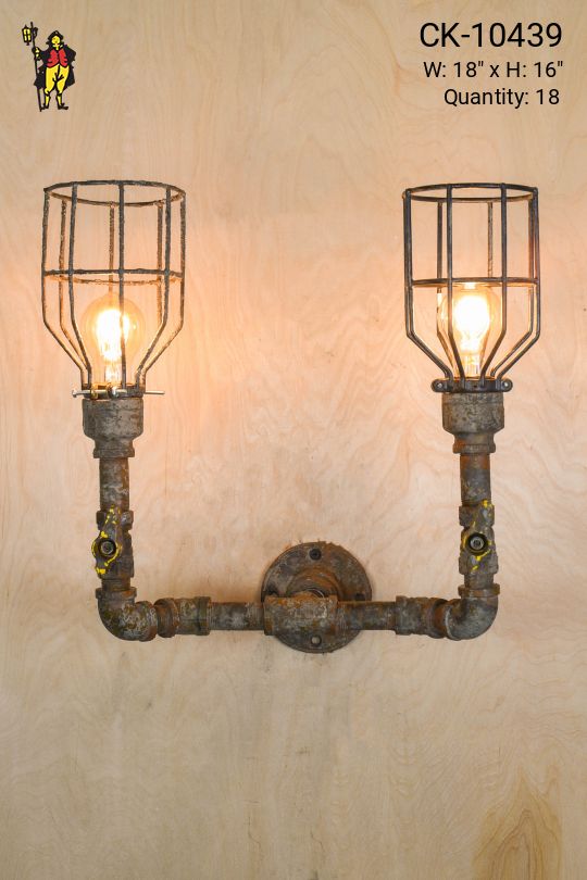Industrial Two Ghost Light Wall Sconce