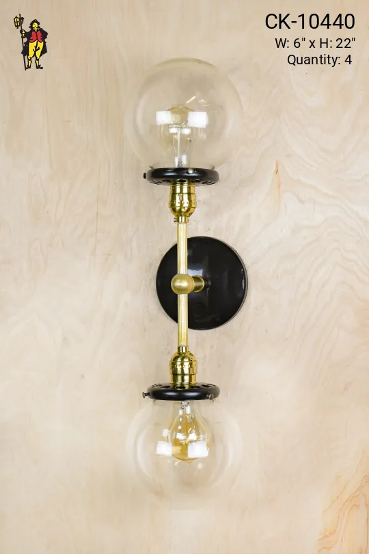 Brass & Black Two Light Miguel Sconces