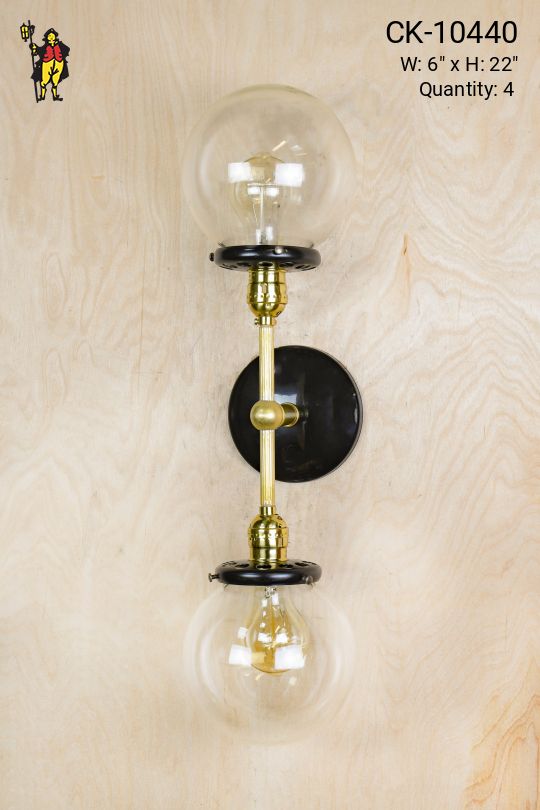 Brass & Black Two Light Miguel Sconces