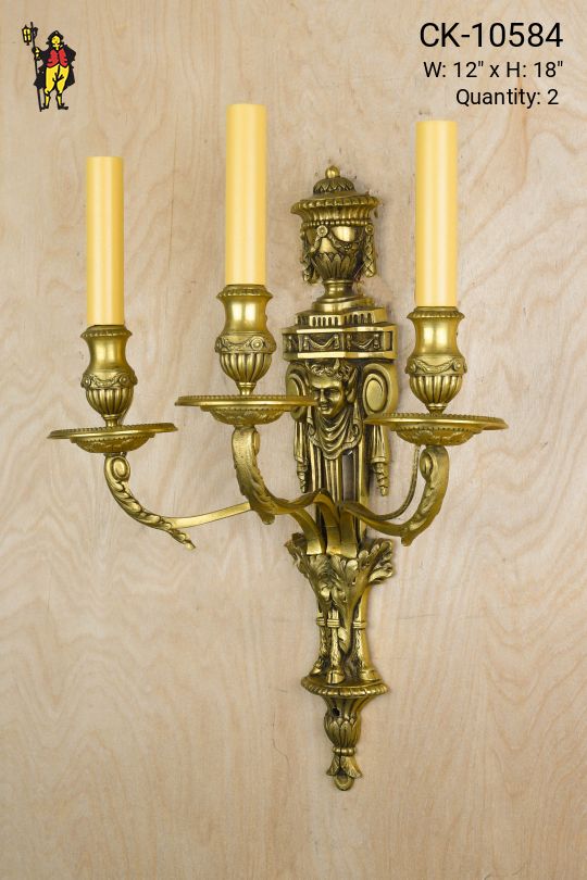 Three Candle Deco Wall Sconce