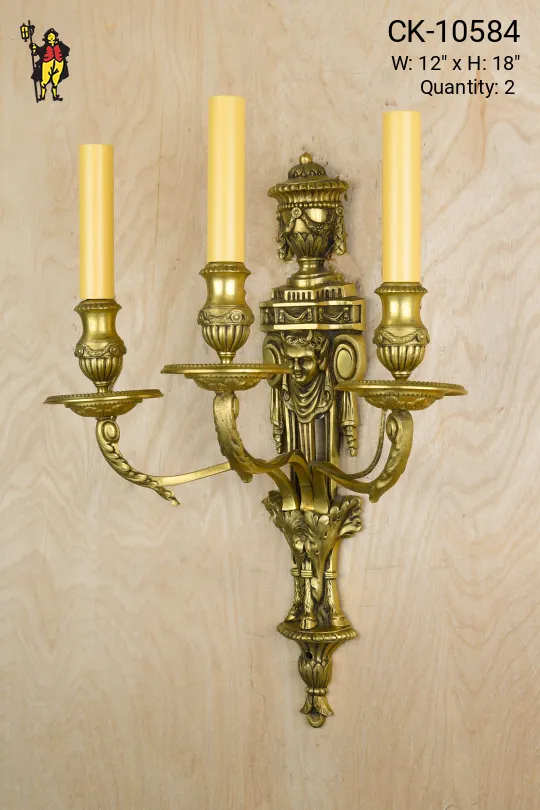 Three Candle Deco Wall Sconce