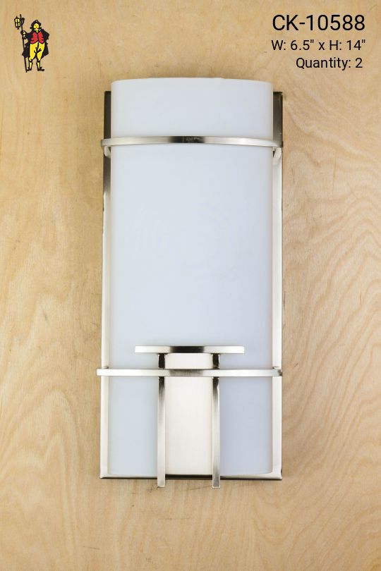Nickel & Frosted Glass Wall Sconce