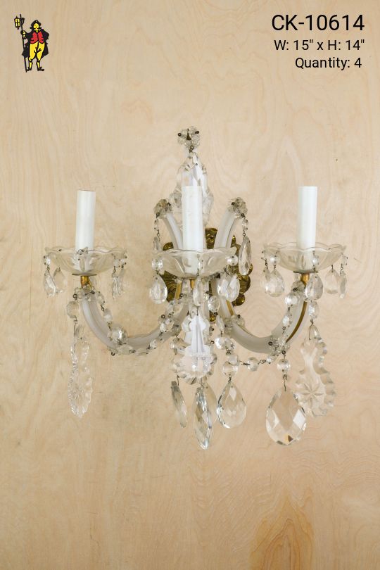 Three Light Crystal Wall Sconce