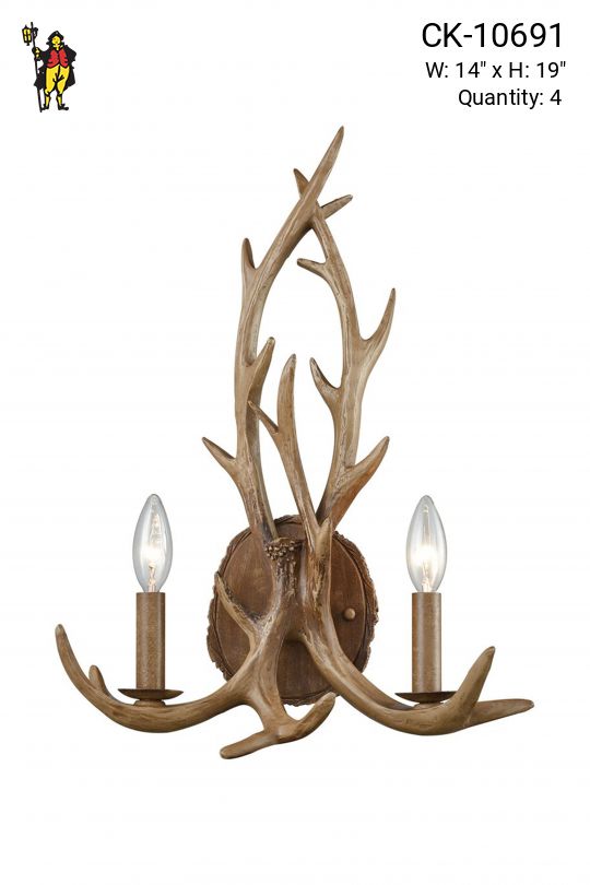 Two Light Antler Wall Sconce