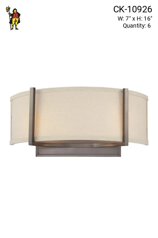 Two Light Wall Sconce w/Khaki Fabric Shade