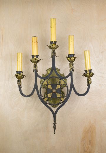 Iron Five Candle Gothic Wall Sconce