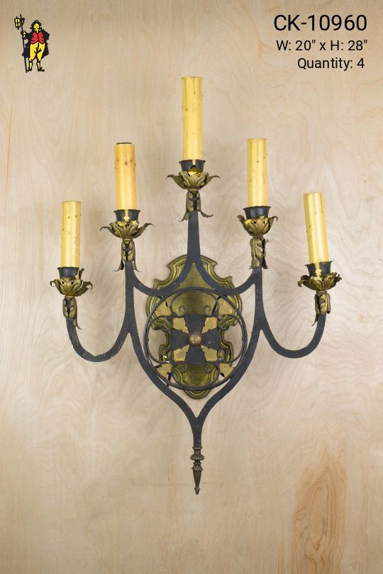 Iron Five Candle Gothic Wall Sconce