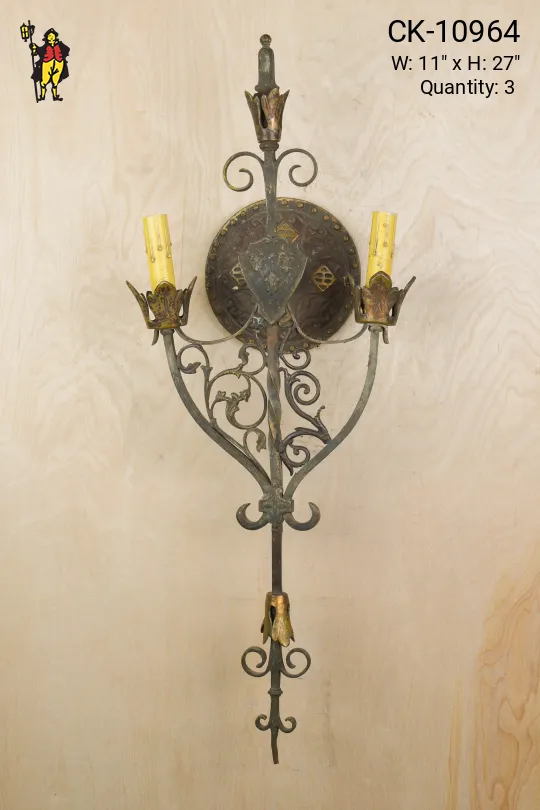 Iron Two Candle Gothic Wall Sconce