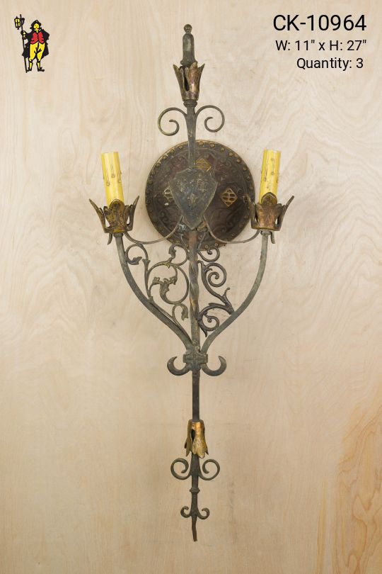 Iron Two Candle Gothic Wall Sconce
