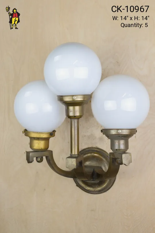 Three Light Brass Wall Sconce